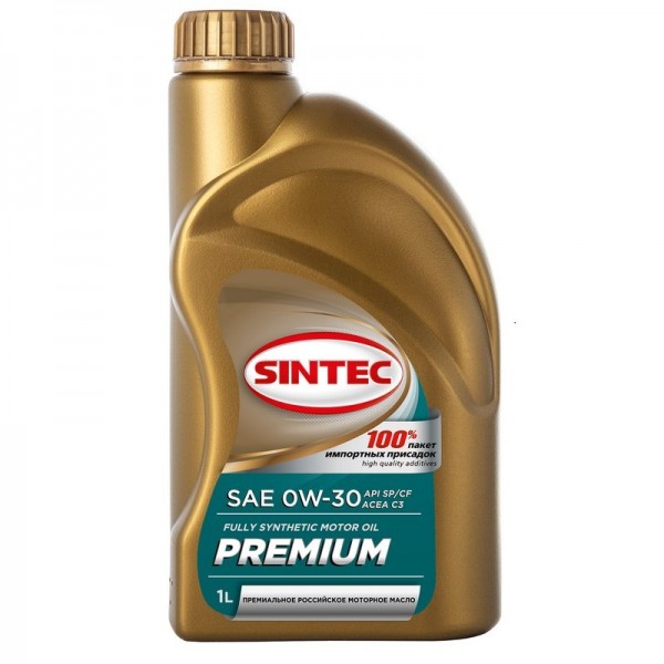 SINTEC PREMIUM SAE 0W-30 API SP/CF ACEA C3, 1л