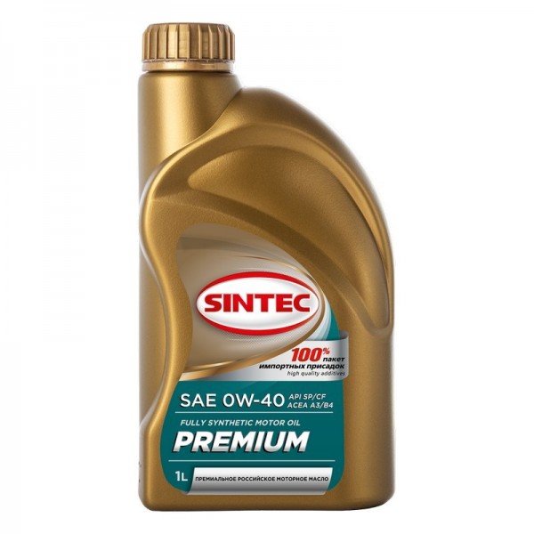 SINTEC PREMIUM SAE 0W-40 API SP/CF ACEA A3/B4, 1л